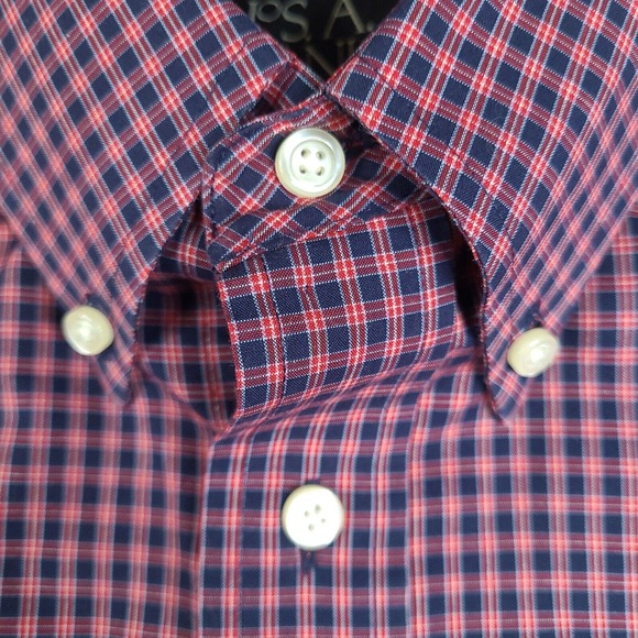 Jos A Bank Shirt Mens Large Blue Red Plaid Button Down‎ Executive Collection - Picture 5 of 15